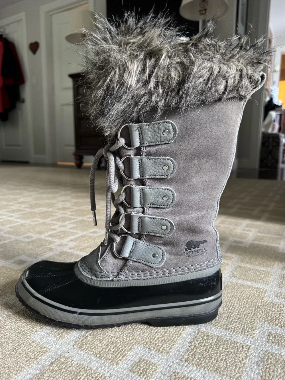 Sorel Joan of Arctic Waterproof Insulated Snow Boots Quarry Gray Black Size 8